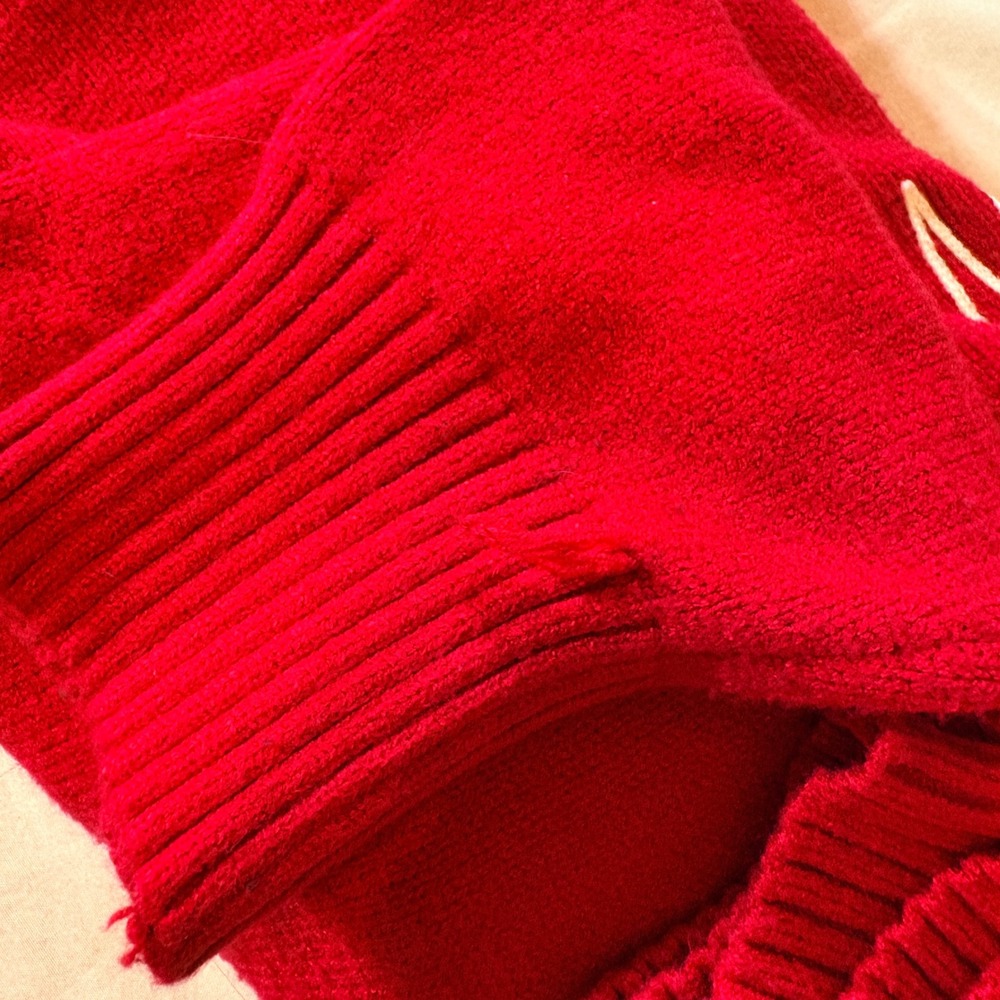 Rae Dunn Merry Sweater Womens XL Red Knit Holiday Pullover Festive Relaxed Fit - Picture 9 of 9